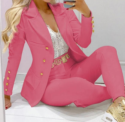 Ensemble deux pièces pour femmes, vêtements d'automne, manteaux et pantalons, mode polyvalente, décontracté, veste à manches longues et pantalon, 2023