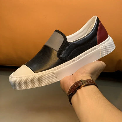 Mocassins plats en cuir véritable pour hommes, chaussures basses respirantes, design de nuit de documents, haute qualité, mode