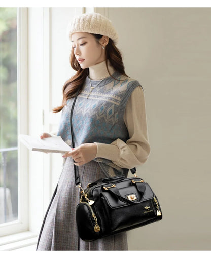 Sac à bandoulière en cuir PU de haute qualité pour femmes, fourre-tout, sacoche multi-poches pour les déplacements quotidiens