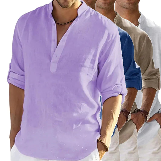 Nouvelle chemise à manches longues pour hommes chemise respirante décontracté basique chemise en coton hauts