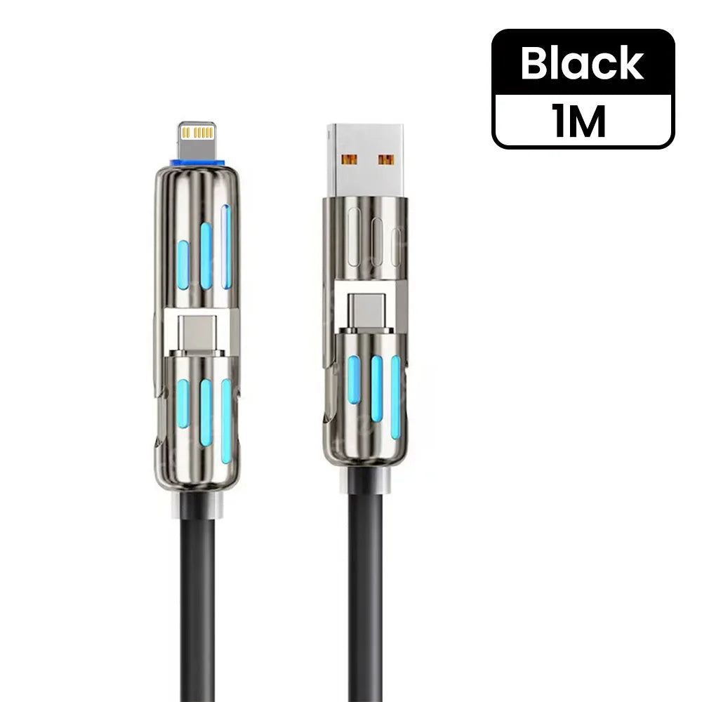 Câble de charge rapide USB vers Type C 4 en 1, 240W, PD3.0, transfert de données haute vitesse, pour iPhone 1514, Samsung, Xiaomi, HUAWEI