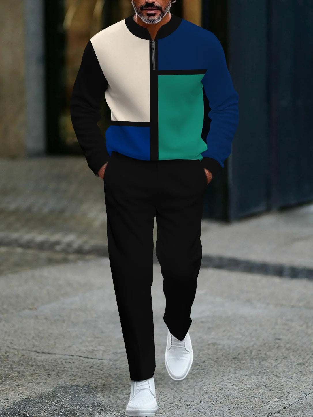 Ensemble pantalon Long à manches longues pour hommes, demi-fermeture éclair imprimée en 3D, fermeture à glissière, ajustement confortable, tenue décontractée à la mode, nouvelle collection 2025