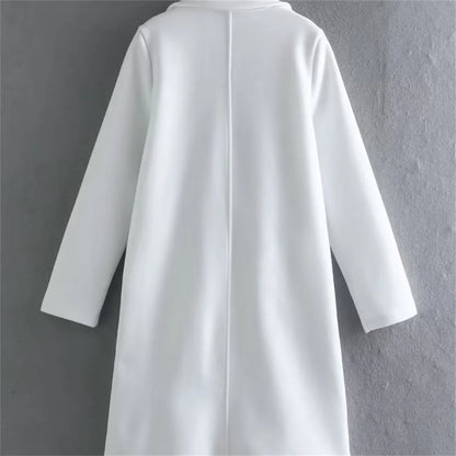 UNIZERA2023-Manteau mi-long pour femme, col trempé, col rabattable, manteau Open Smile, polyvalent, nouveau, automne et hiver