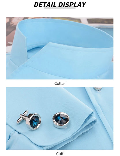 Chemise Française à Manches sulfpour Homme, Coupe Cintrée, Style Business Elite, pour Mariage, Printemps et Automne, 2024