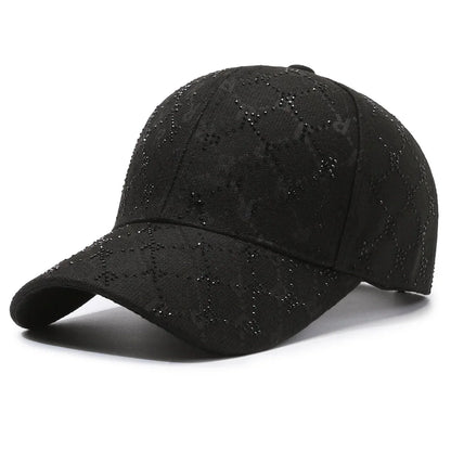 Casquette de Baseball avec lettres en strass pour hommes et femmes, casquette de soleil de rue, chapeau de langue de canard assorti, chapeau de soleil d'extérieur