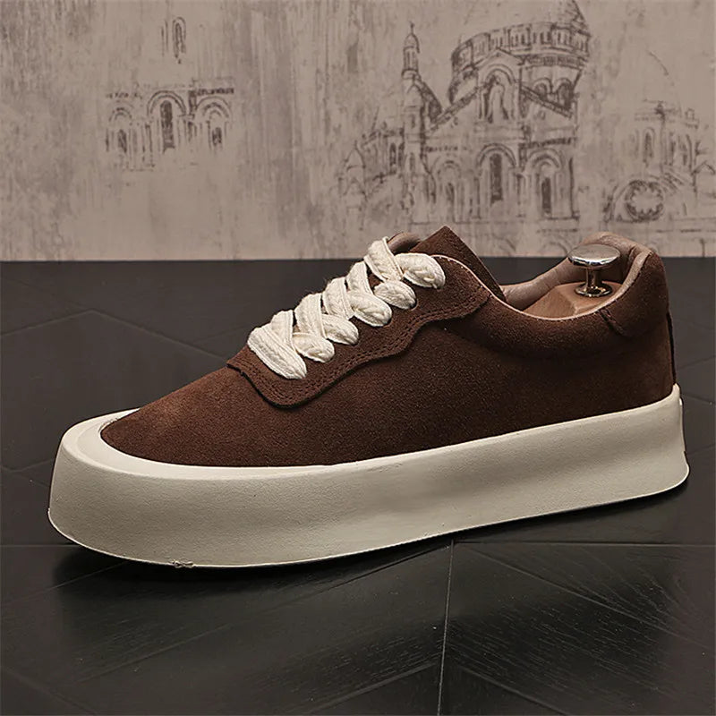 Chaussures en cuir suédé pour hommes, baskets de marche, appartements d'extérieur, vintage, à la mode, luxe, designer, nouveau
