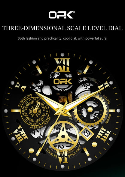 OPK8135-montre pour hommes, bracelet en acier avec lueur nocturne étanche