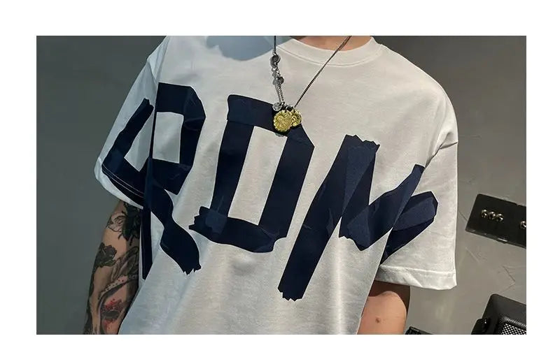 T-shirt manches courtes col rond, décontracté, assorti avec tout, tendance coréenne, couleur unie, lettre imprimée, ample, mode jeunesse, été 2023