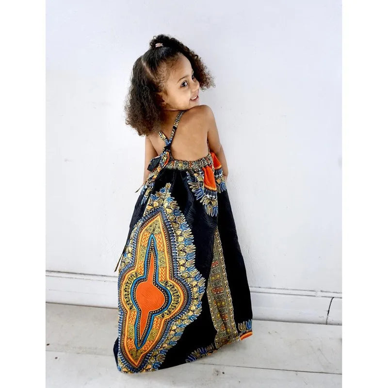 Vêtements africains enfants mode Dashiki Robe Robe Africaine bébé fille vêtements Bazin Riche sans manches robes africaines pour les filles