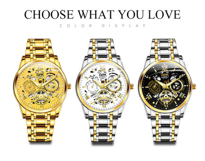 OPK8135-montre pour hommes, bracelet en acier avec lueur nocturne étanche