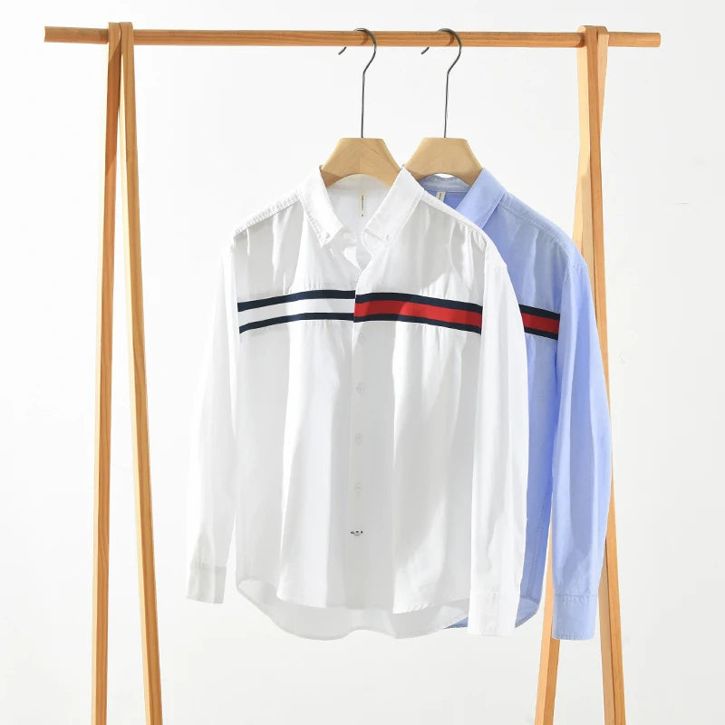 Chemise Patchwork blanche pour hommes, en coton, ample, à manches longues, à la mode, nouvelle collection printemps 2024