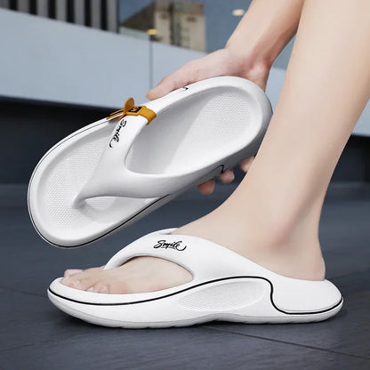 Tongs à plateforme pour hommes, pantoufles d'été à semelle épaisse et souple EVA, sandales de plage en plein air, coussin nuage antidérapant, chaussures de salle de bain