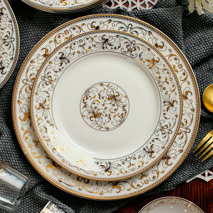 Assiettes et plats en porcelaine tendre, plats de buffet en céramique pour la fête, chargeurs d'assiettes, ensemble de 2 pièces, 8 + 10 pouces
