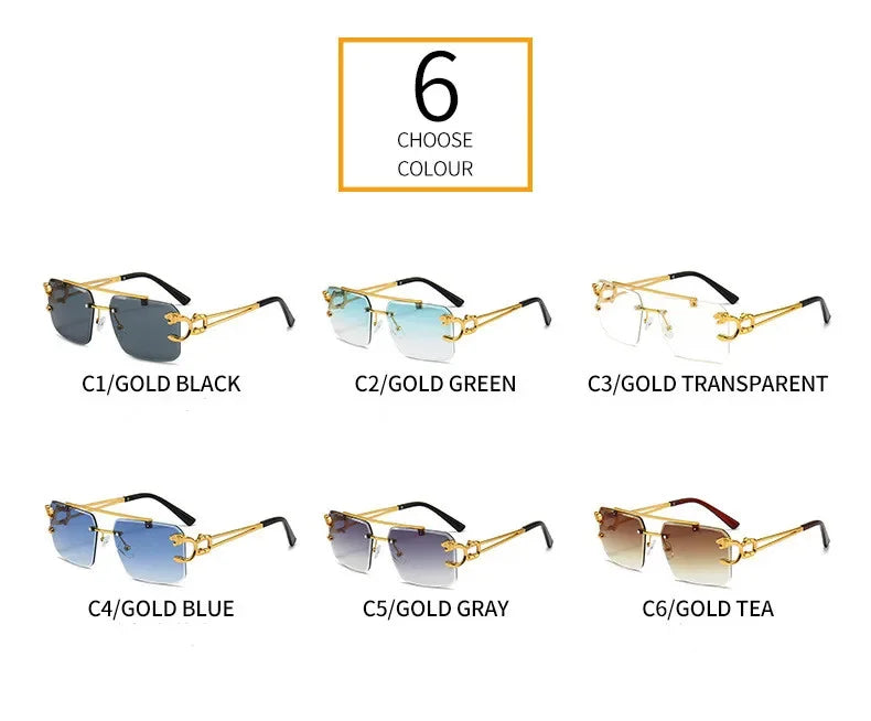 Lunettes de soleil rétro sans cadre pour femme et femme, à la mode, double couche en dégrad, UV400, 1 pièce