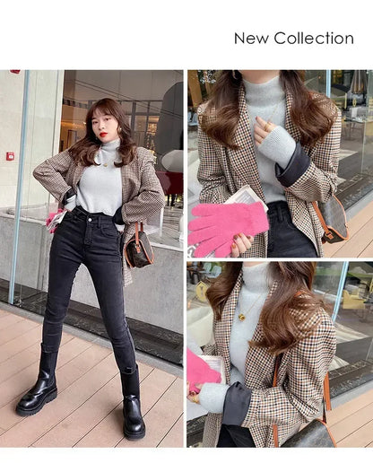 Automne hiver épais Pull femmes tricoté côtelé Pull Pull à manches longues col roulé mince Pull doux chaud Pull Femme 2025