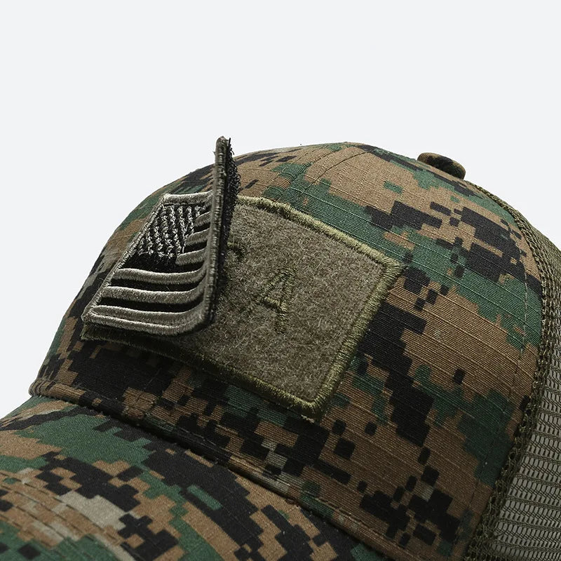 Casquette de Baseball Camouflage drapeau américain pour hommes, tactique respirante en plein air, chapeau à visière d'alpinisme réglable et élégant