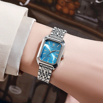 Montre-bracelet à quartz en acier inoxydable pour femme, montres carrées simples, cadeau de luxe, mode étudiante, marque chaude, 2025