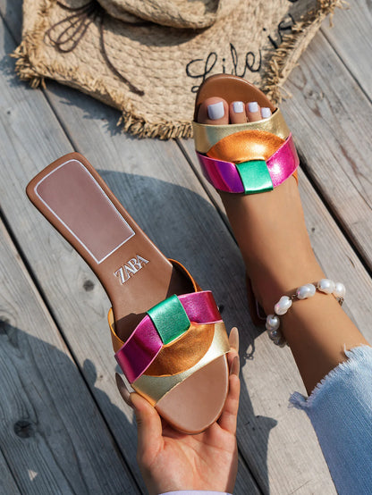 Offre spéciale femmes pantoufles à talons bas pantoufles confortables Sexy croix Peep orteil chaussures de luxe en plein air plage femmes respirabilité chaussures