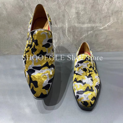 Mocassins en daim à imprimé léopard pour hommes, chaussures décontractées en cuir, chaussures simples, robe d'affaires, bureau, mariage, printemps, été