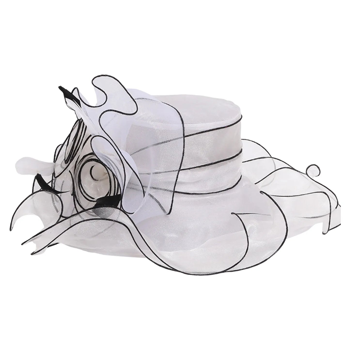 Femmes élégantes chapeau de soleil Organza Fedoras été chapeaux de soleil femmes Kentucky Derby large bord casquette de plage mariage Cocktail thé fête chapeaux