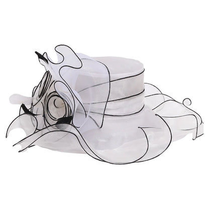 Femmes élégantes chapeau de soleil Organza Fedoras été chapeaux de soleil femmes Kentucky Derby large bord casquette de plage mariage Cocktail thé fête chapeaux