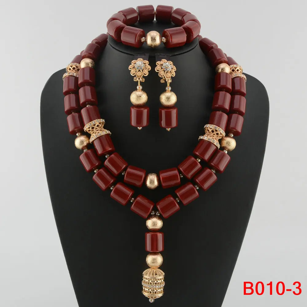 Ensemble de bijoux de mariée en corail artificiel, ensemble de colliers de perles africaines et nigérianes