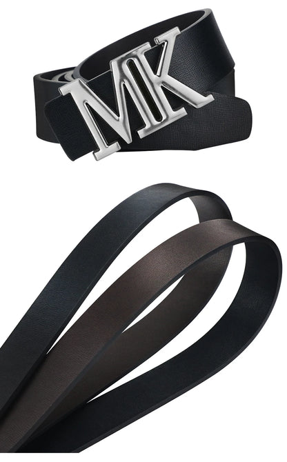 Maikun Ceinture réversible en cuir PU pour homme avec boucle noire rotative pour la Saint-Valentin