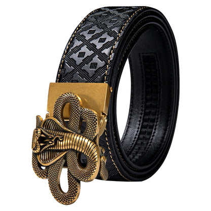 Ceintures en cuir noir pour hommes, 110CM-130CM, sangle à cliquet en relief, boucles automatiques, robe coulissante, ceinture en jean pour hommes