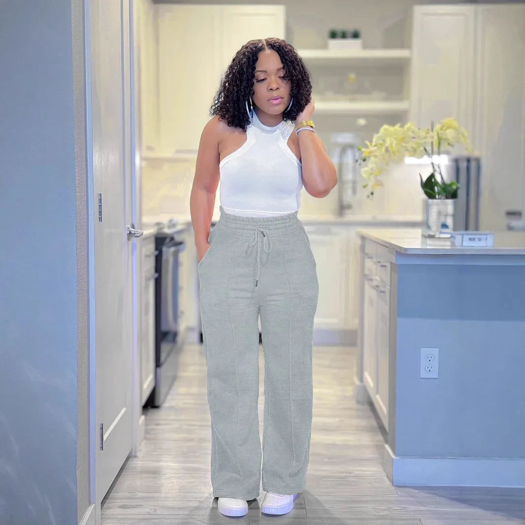 Pantalon femmes pantalons de survêtement pantalons longs cordon taille haute pantalon droit Y2k Streetwear épissure Capris décontracté survêtement 2025 Capris