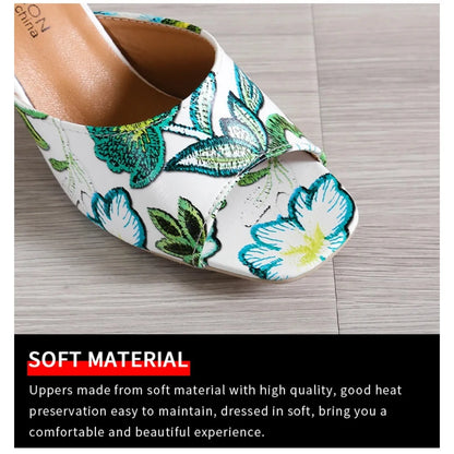 Pantoufles d'Été à Talons Épais pour Femme, Chaussures de Haute Qualité, Parka Ouverte, Décontractées, Grande Taille