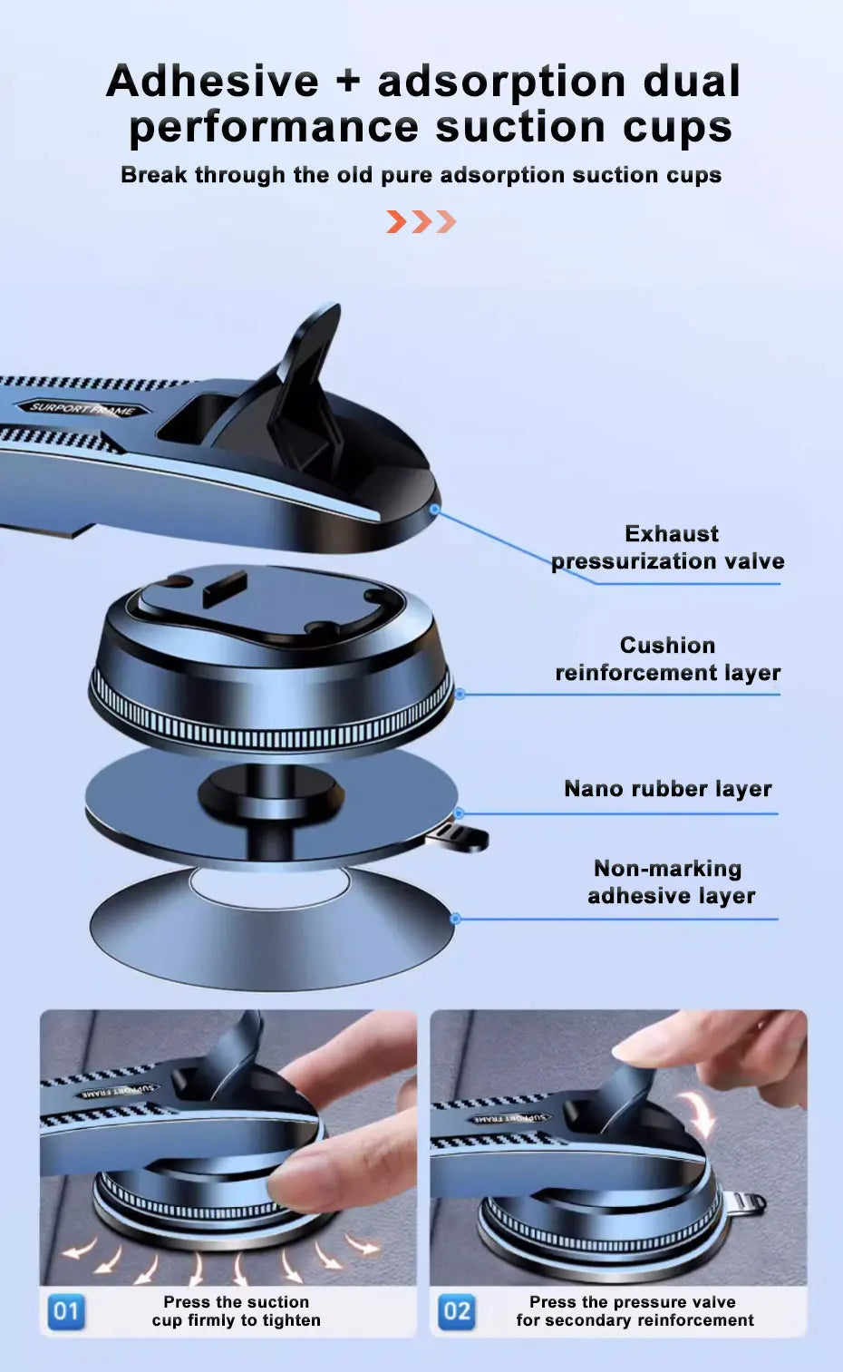 SEAMETAL-Support universel pour téléphone portable, tableau Prada, navigation GPS, pare-brise de bureau