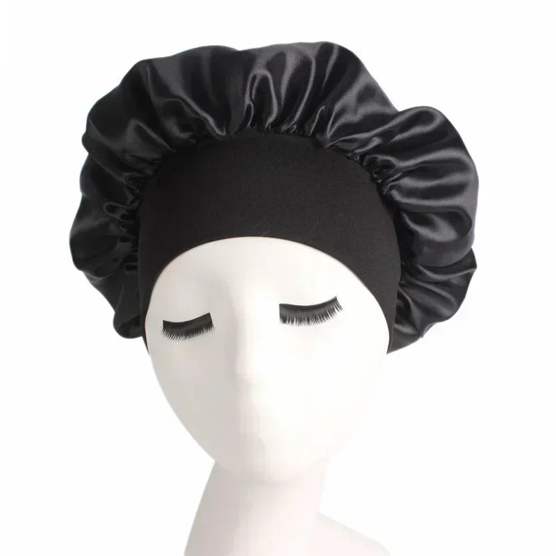 Bonnet en Satin réversible pour cheveux, Double couche réglable, couvre-tête pour dormir, accessoires de coiffure bouclés et élastiques