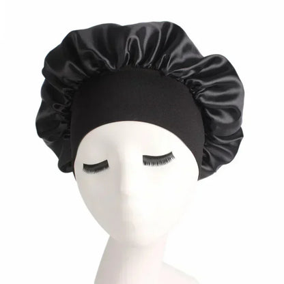 Bonnet en Satin réversible pour cheveux, Double couche réglable, couvre-tête pour dormir, accessoires de coiffure bouclés et élastiques