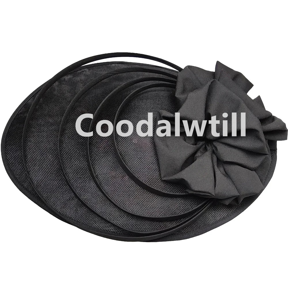 Noir grand Chapeau fascinateur femmes Royal Ascot casque fleur mode Chapeau Casquette pour église Kentucky Derby Chapeau Casquette bandeau