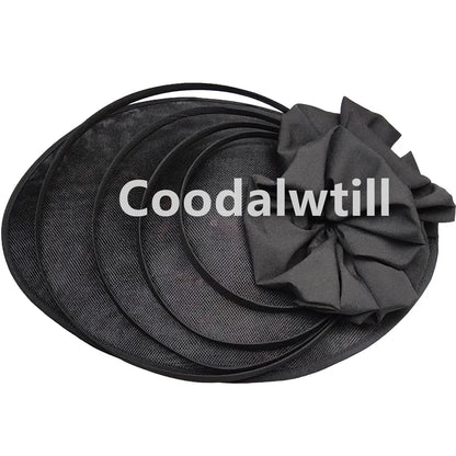 Noir grand Chapeau fascinateur femmes Royal Ascot casque fleur mode Chapeau Casquette pour église Kentucky Derby Chapeau Casquette bandeau