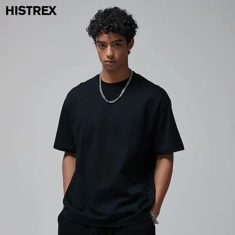 100 T shirt en coton lourd pour hommes et femmes, Tops à manches courtes, Tee shirts solides et surdimensionnés, vêtements de qualité 6.8oz 230gsm