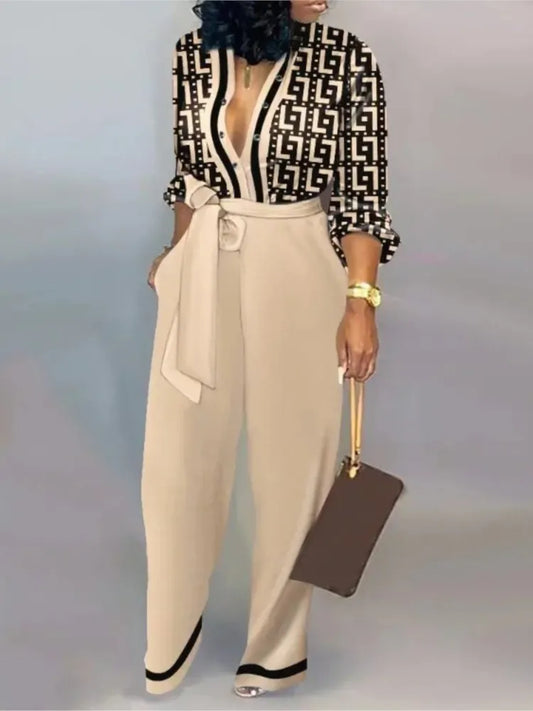 Femmes mode lettre imprimer à manches longues combinaison printemps bouton une pièce salopette Streetwear automne élégant bureau dame combishort