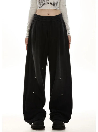 Pantalon de survêtement américain pour femmes, Streetwear, taille haute, Vintage, droit, Hip Hop, Harajuku, ample, à lacets, jambes larges, Baggy