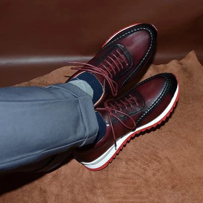 Baskets en cuir véritable naturel pour hommes, chaussures plates à lacets, élégantes, décontractées, qualité supérieure, luxe, mode automne, 03/fête, 2024