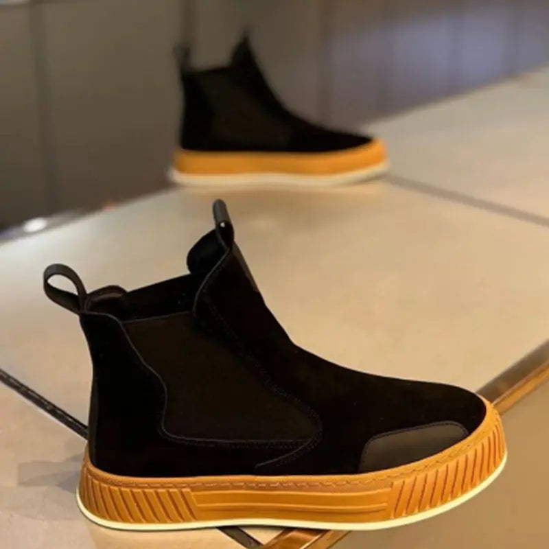 Bottes de neige décontractées en peluche pour hommes, chaussures de planche à plateforme, dessus en cuir microcarence, mode d'hiver, haut de gamme, recommande une augmentation de la hauteur, NuSO k