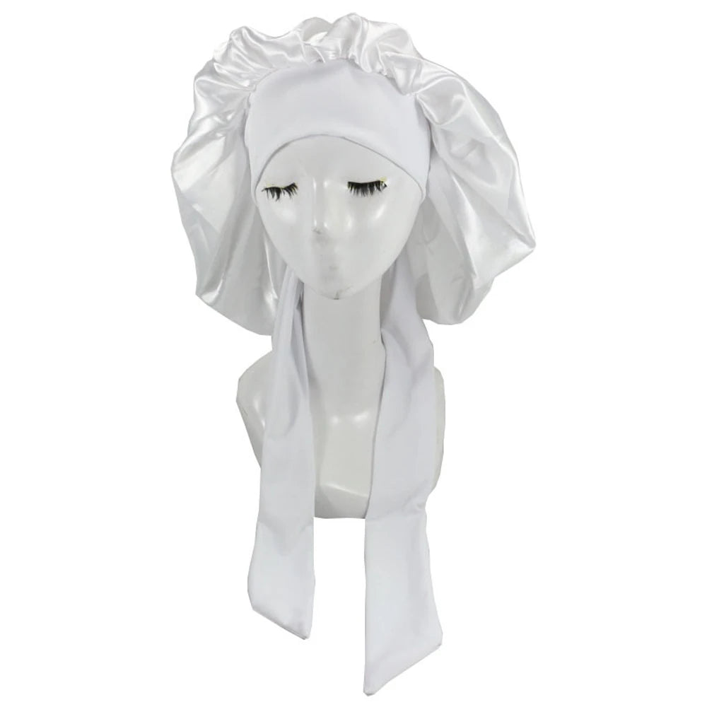 Nouveau bonnet de cheveux en Satin pour dormir, Invisible, plat, Imitation soie, rond, soins capillaires pour femmes, couvre-chef, bouton de réglage de cérémonie, chapeau de nuit