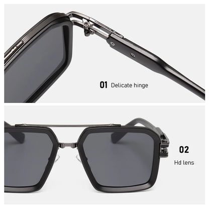 2025 Steam Punk lunettes De soleil rétro carré hommes femmes mode Double faisceau lunettes unisexe cadre en métal nuances à la mode Oculos De Sol