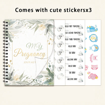 Ensemble Journal de grossesse : autocollants, traqueur hebdomadaire, livre de mémoire florale de style Ink (8,3 x 11,2", 32 pages) - Registre prénatale, nouvelle maman Gi