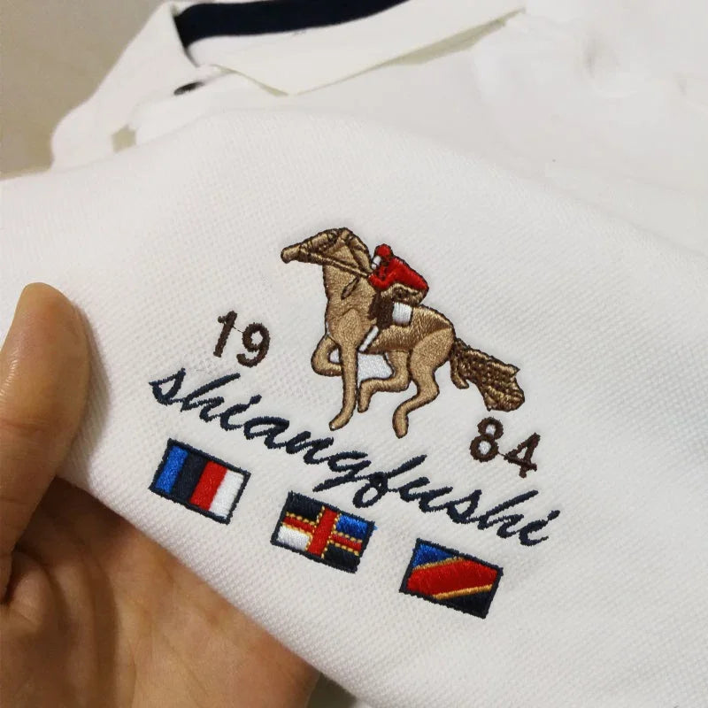 Polo brodé pour homme, haut respirant et confortable, mode décontractée