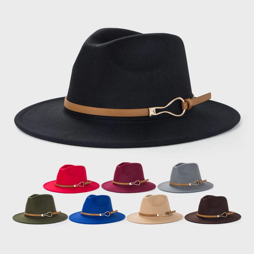 Chapeau Fedora en laine pour hommes et femmes, casquette de Jazz à large bord, Imitation laine, chapeau britannique en feutre d'église, automne hiver