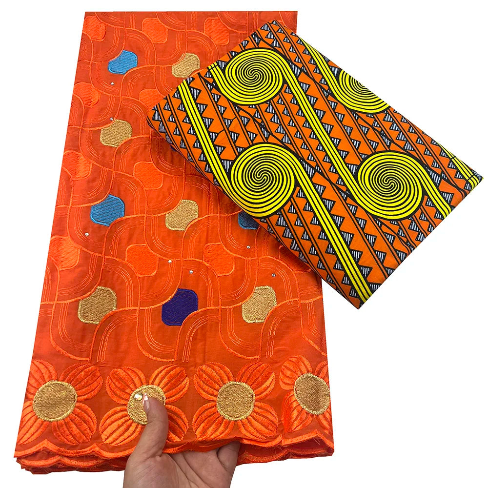 Tissu africain en dentelle de Voile suisse, 2.5 + 3 yards, véritable cire pour coudre une robe de soirée, nouvel arrivage