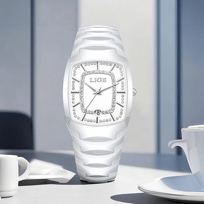 LIGE 2025 TOP montre pour femme élégante étanche mode dames horloge créative bracelet en céramique montre pour femmes cadeau Relogio Feminino