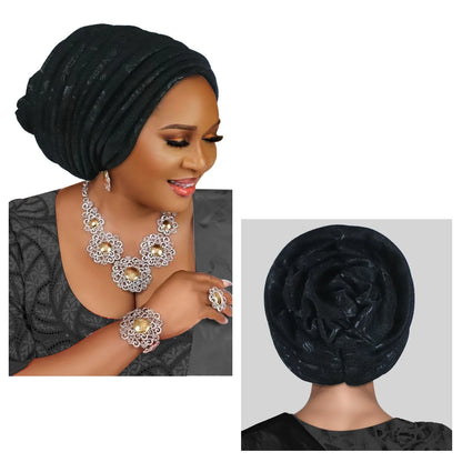 Turban Plissé pour Femme, Cravate de Sauna, ixde Mariage Africain, Nigeria, 2025