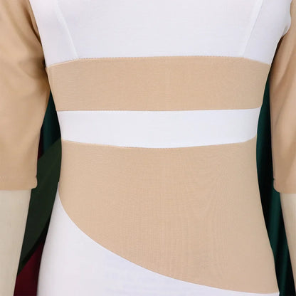 Robe élégante à col rond pour femme, manches trois quarts, gaine patchwork, hanches GT, mi-mollet, affaires professionnelles, chaud, bureau