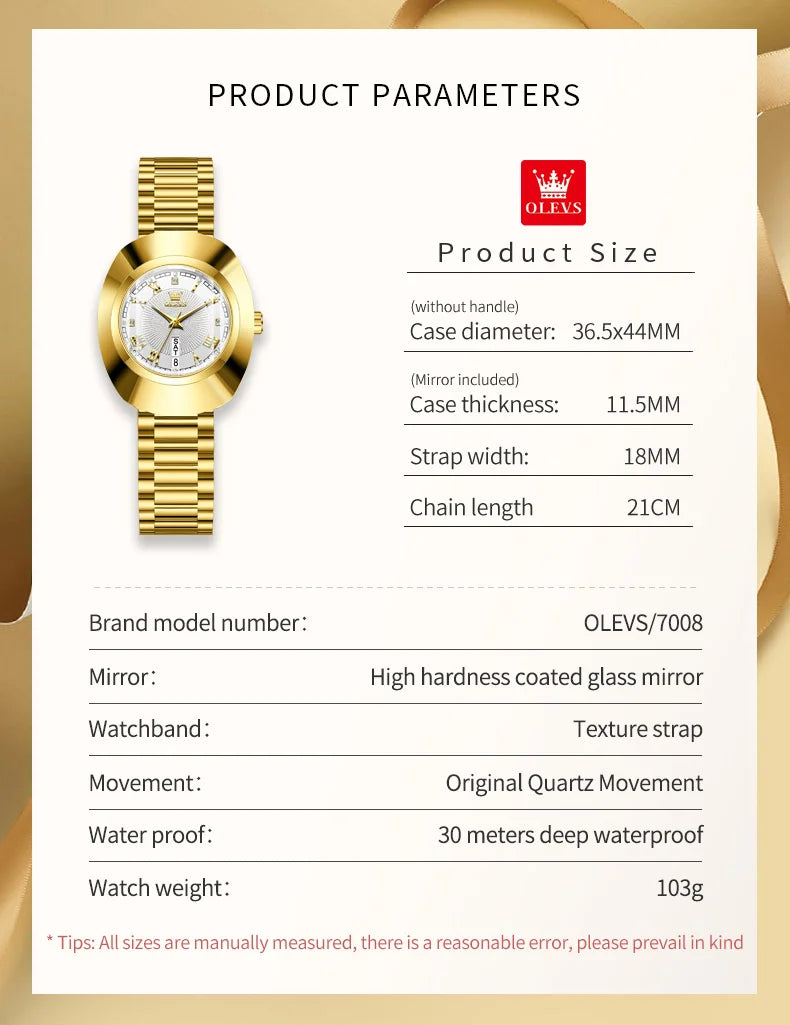 OLEVS Top marque de luxe montre pour femme élégante mode or acier inoxydable montres pour femmes calendrier étanche montre-bracelet à Quartz